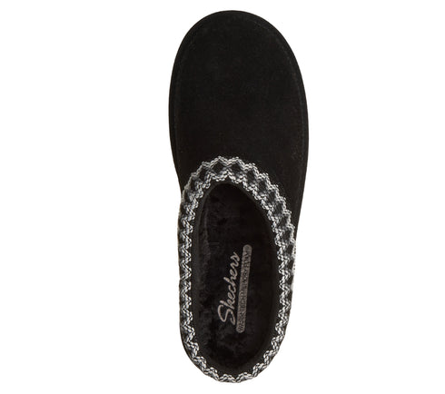 Papuci sport, dama, SKECHERS KEEP COZY - COZY CAS 169144-BBK negru, piele intoarsa
